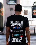 Back of the black Team Teremoana Tee on Teremoana, showing the team back print