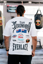 Back of the White Team Teremoana tee showing the full back print